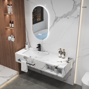 YD Stone Wholesale Bathroom Sink Artificial Marble Ceramic Tiles Glossy Sintered Stone Hot Bending Basin