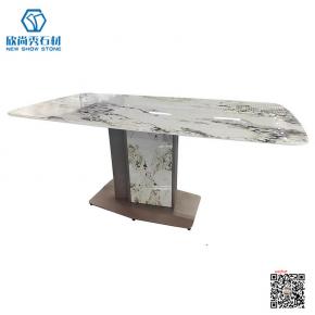 Italian elegant modern luxury modern dining table set villa rectangular sintered stone marble top dining table set