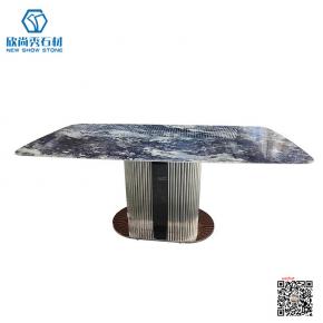 Luxurious proda green marble dining table with pedestal base