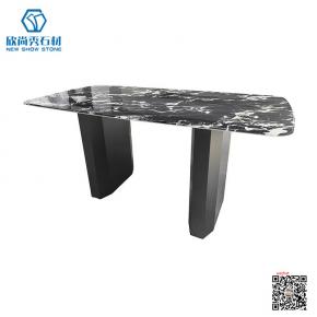 Modern minimalist natural marble dining table, rectangular sintered stone dining table, black multi person dining table