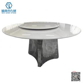 Luxury Nordic Sintered Stone Dinning Table Set For 6 Carbon Steel Base Round Dining Furniture Restaurant Table With Turntable