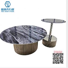 TA-08 BLACK LONG SINTERED STONE DINNING TABLE 