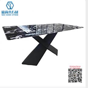 TA-15 BLACK FAMILY LIVING ROOM LONG SINTERED STONE DINNING TABLE 