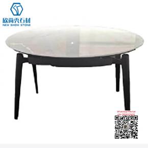 TA-32 WHITE ROUND FAMILY SINTERED STONE TABLE ROOM WITH TWO DESKSFOOT DOUBLE TABLE FOR DRINKG TEA 7