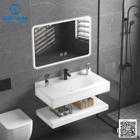  Seamless sintered stone integrated wash basin modern bathroom sinks ceramic bathroom cabinet basin