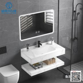 Sintered stone ceramic seamless integrated basin Light luxury solid wood bathroom cabinet combination bathroom hand washing basin