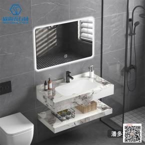 2025 Best selling  sintered slab integrated countertop bathroom cabinet wash basin single basin washbasin bathroom countertop 