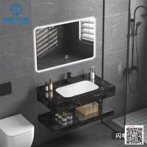 Modern Wall-Mounted Seamless Sintered stone Washbasin Upper Lower Layers Bathroom Sink Cabinet Bathroom