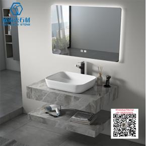 PA-06 PANDORA GREY Modern western Sintered Stone Hot Bending Integrated Thermally Bent Sink Basin Combination  Bathroom Basin 