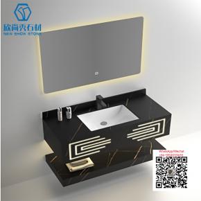 PA-08 BLACK 2025 Modern western Sintered Stone Hot Bending Integrated Thermally Bent Sink Basin Combination  Bathroom Basin 