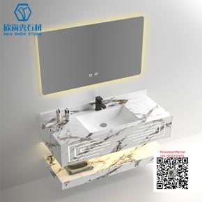 PA-12 WHITE GREY 2025 Modern western Sintered Stone Hot Bending Integrated Thermally Bent Sink Basin Combination  Bathroom Basin 