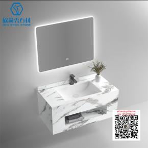 PA-15 WHITE  2025 Modern western Sintered Stone Hot Bending Integrated Thermally Bent Sink Basin Combination  Bathroom Basin 