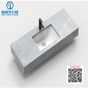 PA-18 GREY 2025 Modern western Sintered Stone Hot Bending Integrated Thermally Bent Sink Basin Combination  Bathroom Basin 