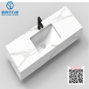 PA-20 WHITE 2025 Modern western Sintered Stone Hot Bending Integrated Thermally Bent Sink Basin Combination  Bathroom Basin 