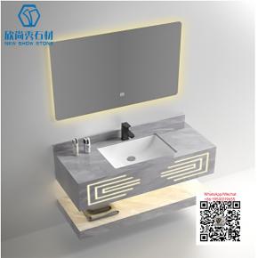 PA-21 GREY 2025 Modern western Sintered Stone Hot Bending Integrated Thermally Bent Sink Basin Combination  Bathroom Basin 