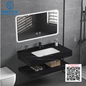 PA-23 DOLDEN BLACK 2025 Modern western Sintered Stone Hot Bending Integrated Thermally Bent Sink Basin Combination  Bathroom Basin PA-23 DOLDEN BLACK 2025 Modern western Sintered Stone Hot Bending Int