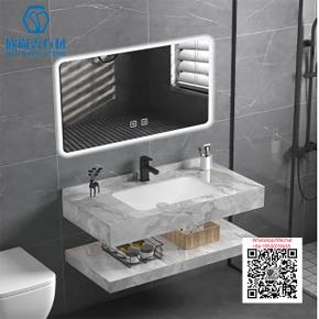 PA-25 WHITE GREY 2025 Modern western Sintered Stone Hot Bending Integrated Thermally Bent Sink Basin Combination  Bathroom Basin 