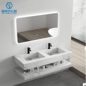 Double basin GREY 2025 Modern western Sintered Stone Hot Bending Integrated Thermally Bent Sink Basin Combination  Bathroom Basin