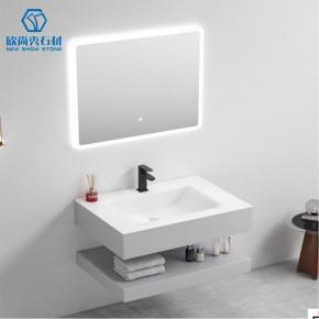 Pure white Modern western Sintered Stone Hot Bending Integrated Thermally Bent Sink Basin Combination  Bathroom Basin 