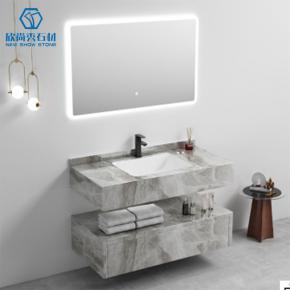 2025 Grey Modern western Sintered Stone Hot Bending Integrated Thermally Bent Sink Basin Combination  Bathroom Basin 