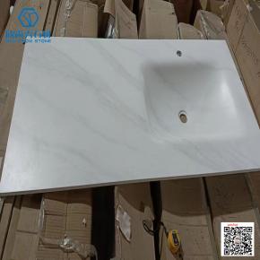  White New Design Bathroom Vanity Wall hung Artificial Stone Wash Basin Sintered Stone Vanity Top