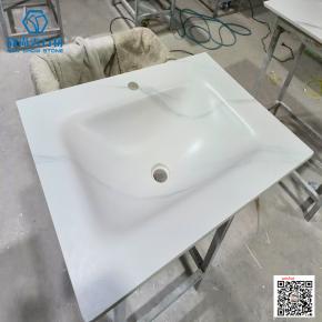 China Factory Wall hung artificial stone basin bathroom rock plate porcelain sink sintered stone cabinet basin