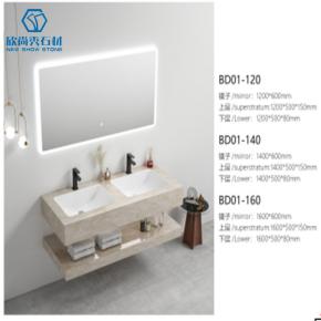 2025 China Factory gold artificial stone basin bathroom rock plate porcelain sink sintered stone cabinet basin