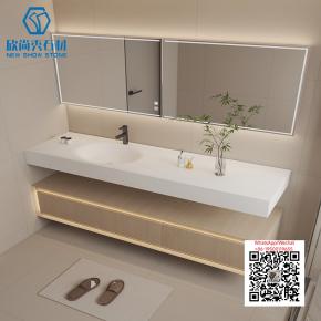 SI-05 PURE WHITE DOUBLE FLOOR 2025 Modern western Sintered Stone Hot Bending Integrated Thermally Bent Sink Basin Combination  Bathroom Basin