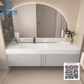 SI-08 PURE WHITE 2025 Modern western Sintered Stone Hot Bending Integrated Thermally Bent Sink Basin Combination  Bathroom Basin