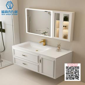 SI-14 PURE WHITE 2025 Modern western Sintered Stone Hot Bending Integrated Thermally Bent Sink Basin Combination  Bathroom Basin