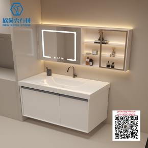 SI-18 PURE WHITE 2025 Modern western Sintered Stone Hot Bending Integrated Thermally Bent Sink Basin Combination  Bathroom Basin