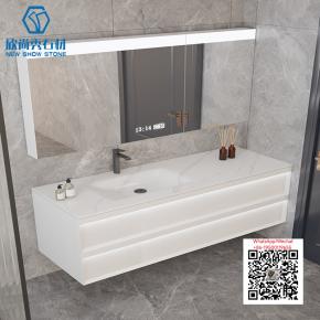 SI-24 PURE WHITE 2025 Modern western Sintered Stone Hot Bending Integrated Thermally Bent Sink Basin Combination  Bathroom Basin