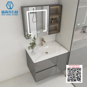 SI-25 PURE WHITE 2025 Modern western Sintered Stone Hot Bending Integrated Thermally Bent Sink Basin Combination  Bathroom Basin