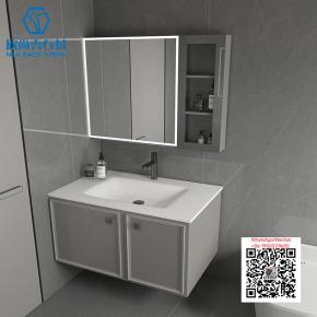 SI-31 PURE WHITE WITH LIGHT GREY CABINET 2025 Modern western Sintered Stone Hot Bending Integrated Thermally Bent Sink Basin Combination  Bathroom Basin