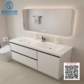 SI-33 WHITE WITH  CABINET 2025 Modern western Sintered Stone Hot Bending Integrated Thermally Bent Sink Basin Combination  Bathroom Basin