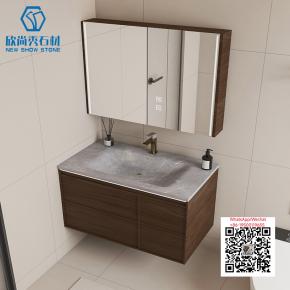 SI-35 REGY WITH BLUE CABINET 2025 Modern western Sintered Stone Hot Bending Integrated Thermally Bent Sink Basin Combination  Bathroom Basin