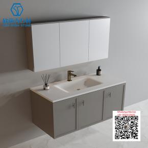 SI-38 WHITE WITH  CABINET 2025 Modern western Sintered Stone Hot Bending Integrated Thermally Bent Sink Basin Combination  Bathroom Basin