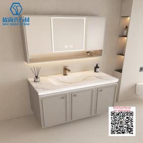 SI-43 WHITE WITH BLUE CABINET 2025 Modern western Sintered Stone Hot Bending Integrated Thermally Bent Sink Basin Combination  Bathroom Basin