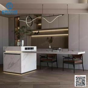 Luxury island integrated modern simple household kitchen dual-use table Creative floating light Sintered stone table