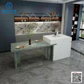 Sintered Stone Table Kitchen Green Island Extendable Tabletop Storage Cabinet Integrated Design Dining Tables