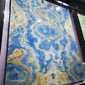 Luxury Bllue Onxy Slabs For Wall Countertop Decoration Natural Stone Panel Blue Onyx